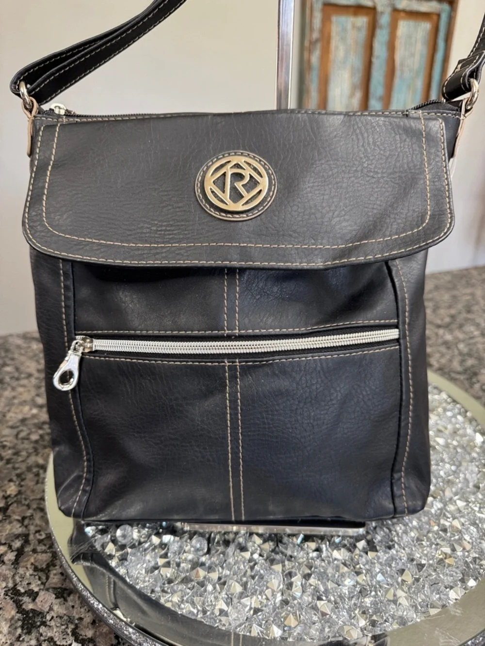 Relic Black Crossbody Messenger Bag with Silver Accents NWOT